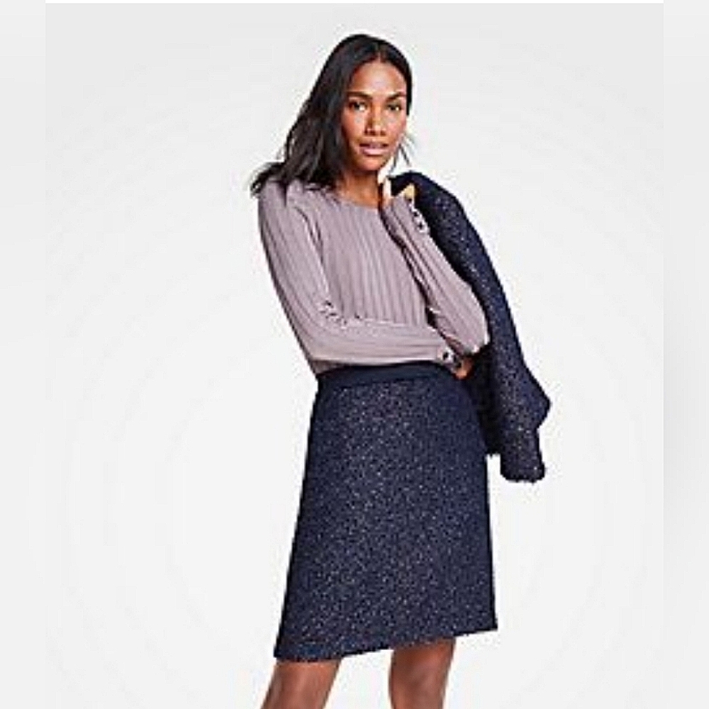 Ann Taylor shimmer tweed skirt A-line, size 0